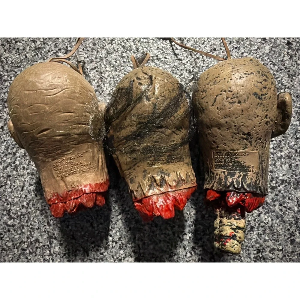 Nightview Inc Seasons Shrunken Head Ornaments Set of 3 Horror Halloween Decor